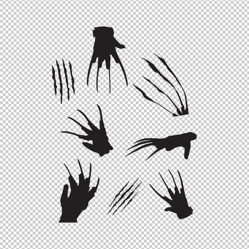 Krueger Hand Scratch Kruger Claws Halloween Collection SVG, PNG, EPS - File For Cricut, Silhouette, Cut Files, Vector, Digital File 