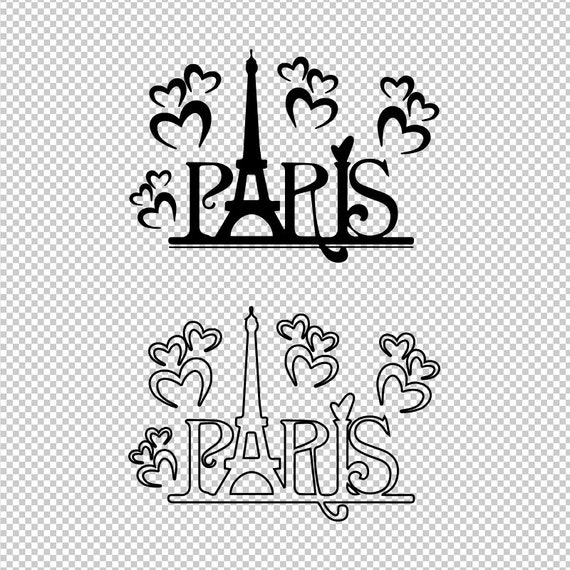 Paris Eiffel Tower Love SVG, PNG, EPS Cut Files (Digital File)