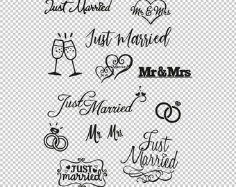 Wedding Mr & Mrs Just Married Clipart Bundle (Digital File)