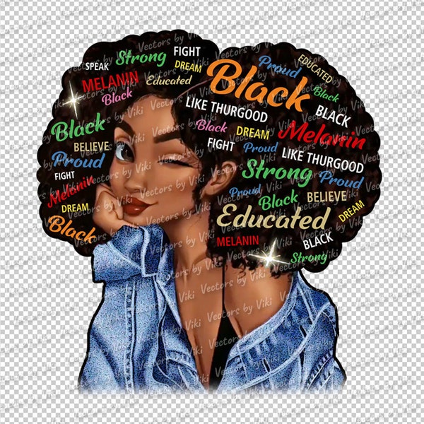 Melanin Queen, Words In Hair, African American Woman, Black Girl Magic, Afro Hair, Natural Hair, Afro Women JPG, PNG - Digital File