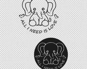 Cute Elephant SVG, PNG, EPS, Vector Cut Files (Digital File)