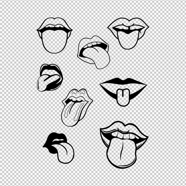 Mouth Tongue Kiss Lips Bundle Collection SVG, PNG, EPS - File For Cricut, Silhouette, Cut Files, Vector, Digital File