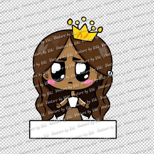 Add Text Crown Tiara Sad Brown Princess JPG, PNG - Digital File