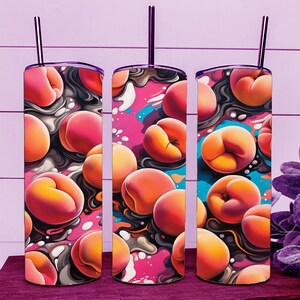 Frisches Obst Pfirsich Pfirsich Skinny Tumbler Wrap 20 Unzen gerade Tasse Bild - Sublimation Design, bereit zum digitalen Download schneiden