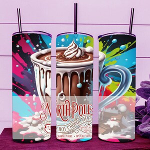 Christmas Santa Approved North Pole Hot Chocolate Tumbler Wrap 20oz Straight Cup Image - Sublimation Design, Ready To Cut Digital Download