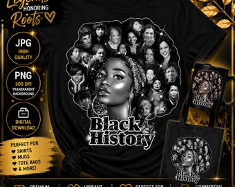 Black History, My Roots, Kamala Harris, Afro Women PNG JPG (Digital File)