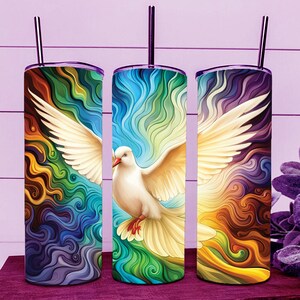 Peace Freedom Love Religion Bird White Dove Skinny Tumbler Wrap 20oz Straight Cup Image - Sublimation Design, Ready To Cut Digital Download
