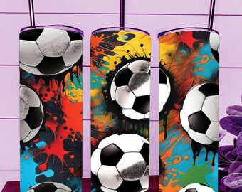 Fotbolls-tumbleromslag – Sublimeringsdesign för sportfotboll (digital nedladdning)