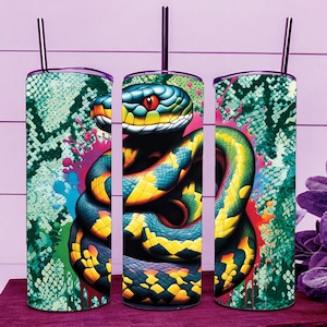 Colorful Reptile Cute Serpent Snake Skinny Tumbler Wrap 20oz Straight Cup Image - Sublimation Design, Ready To Cut Digital Download