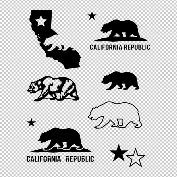 California Republic Grizzly Bear Logo Bundle Collection SVG, PNG, EPS - File For Cricut, Silhouette, Cut Files, Vector, Digital File