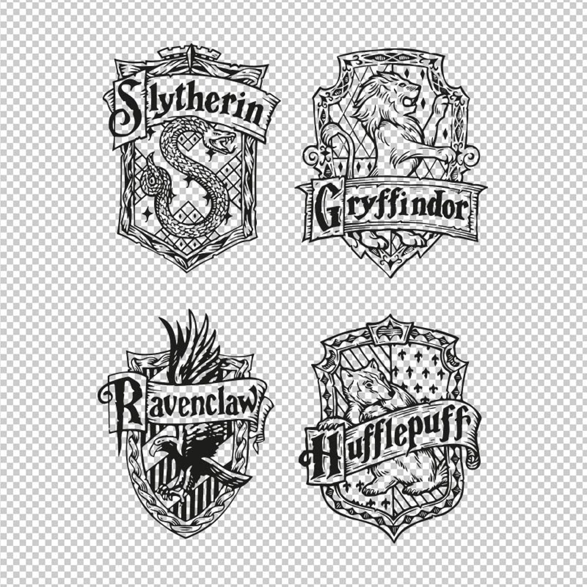 Harry Potter Hogwarts Houses 4 Crests SVG PNG EPS File For Etsy