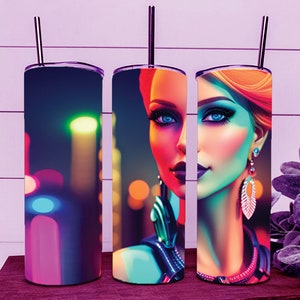 Blonde Girl Fashion Doll Skinny Tumbler Wrap 20oz Straight Cup Image - Sublimation Design, Ready To Cut Digital Download