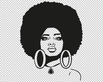 Afro Hair African Woman Face Hoop Earrings, Melanin Queen SVG, PNG, EPS - File For Cricut, Silhouette, Cut Files, Vector, Digital File