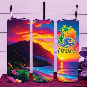 City Greetings Carte postale Tropical Island Hawaii Tumbler Wrap 20oz Straight Cup Image - Conception par sublimation, prêt à couper le téléchargement numérique