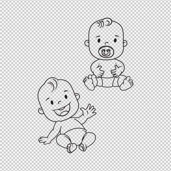 Bebé recién nacido Bebés lindos sonríen y chupete SVG, PNG, EPS