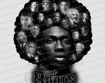 Black History My Roots (Male Version) My Ancestry, Ancestors, Proud African, Afro Hair, Afro Men JPG, PNG - Digital File
