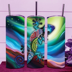 Fantasy Glass Lizard Gecko Skinny Tumbler Wrap 20oz Straight Cup Image - Sublimation Design, Ready To Cut Digital Download