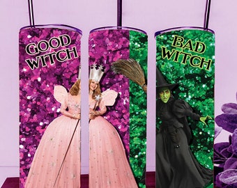 Good Witch Bad Witch Skinny Tumbler Wrap - File For Sublimation, Ready To Cut Digital Download