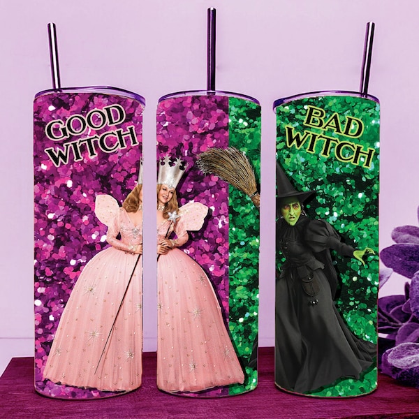 Good Witch Bad Witch Skinny Tumbler Wrap - File For Sublimation, Ready To Cut Digital Download