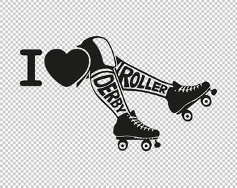 I Love Roller Derby SVG, PNG, EPS - File For Cricut, Silhouette, Cut Files, Vector, Digital File