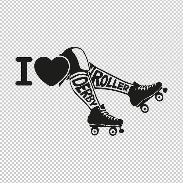 I Love Roller Derby SVG, PNG, EPS - File For Cricut, Silhouette, Cut Files, Vector, Digital File