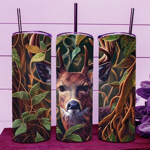 Hunter Woods American Deer Gesicht Jagd Deer Skinny Tumbler Wrap 20 Unzen gerade Tasse Bild - Sublimation Design, bereit zum digitalen Download schneiden