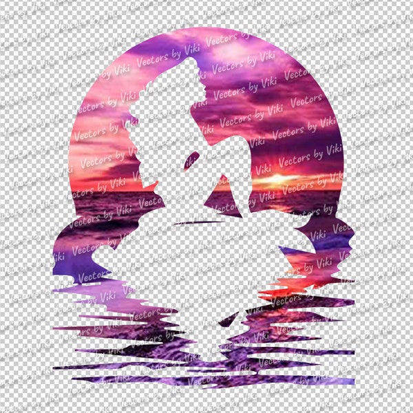 Sunset Mermaid Shirt Image JPG, PNG - Digital File
