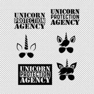 ユニコーン保護局のサングラスをかけた顔のコレクション SVG、PNG、EPS - Cricut 用ファイル、シルエット、カット ファイル、ベクター、デジタル ファイル