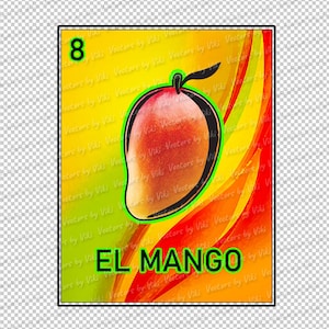 El Mango Carta Lotería Mexicana, Mexican Bingo Card Game JPG, PNG - Digital File