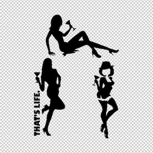 Sexy Lady Party Girl Holding Drink Cocktail Ladies Bundle SVG, PNG, EPS - File For Cricut, Silhouette, Cut Files, Vector, Digital File