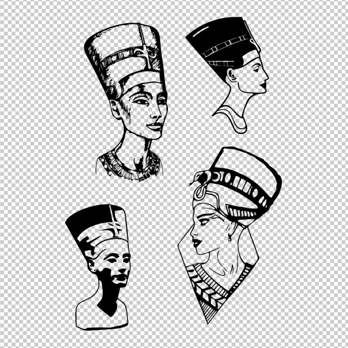 Nefertiti Queen Vector Cut Files, Ancient Egypt SVG PNG EPS (digital ...