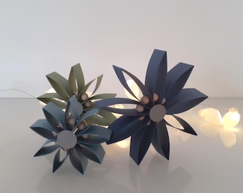 Paper flower Ella I Set of 3 I Green and blue tones
