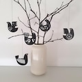 Paper Bird Tags | Black or White | Set of 5 | Hanging Paper Decorations | Spring Decorations