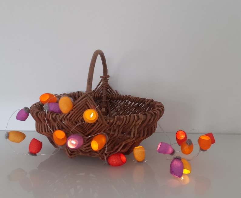 Colorful Maouì string lights - Silk cocoons - Micro LED - Light garland - Decorative light - Light decoration - Boho string lights - Camping string lights image 4