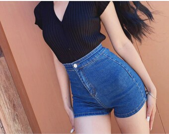 Stretch Denim Shorts Etsy Stretch Denim Shorts Etsy