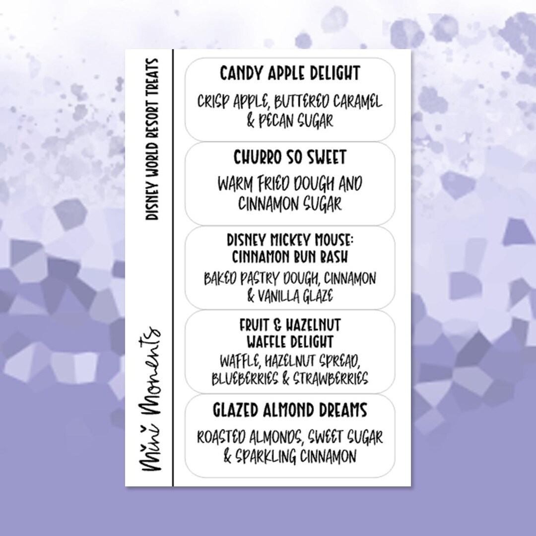 Disney World Resort Treats Scent Note Labels Etsy