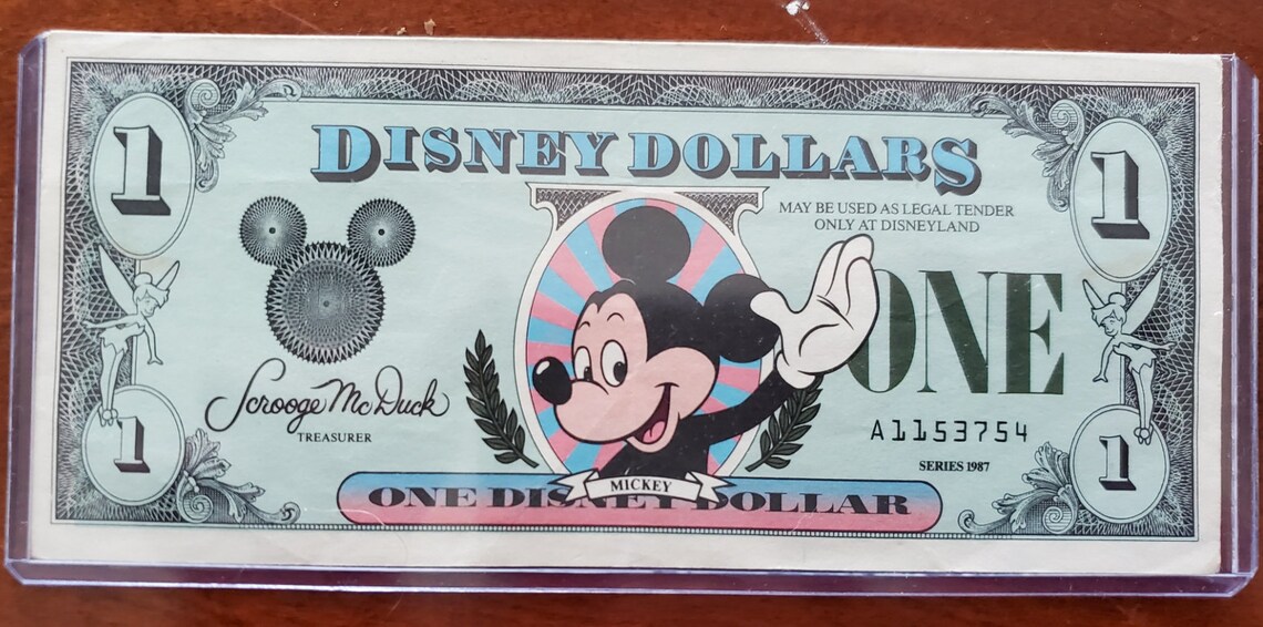 1987 Genuine Disney / Disneyland Dollar Near Mint Condition 1 Etsy