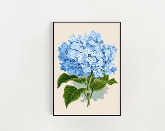 Natural Clipart Digital Download. Blue Hygrangea Botanicals Clip Art. Illustrazione botanica perfetta per stampa, immagini e progetti artigianali.