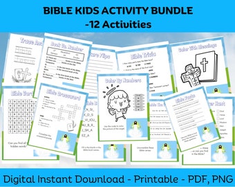 Pacchetto di attività bibliche stampabili per bambini / Giochi di studio della Bibbia / Giochi biblici per bambini / Giochi biblici stampabili / Download istantaneo