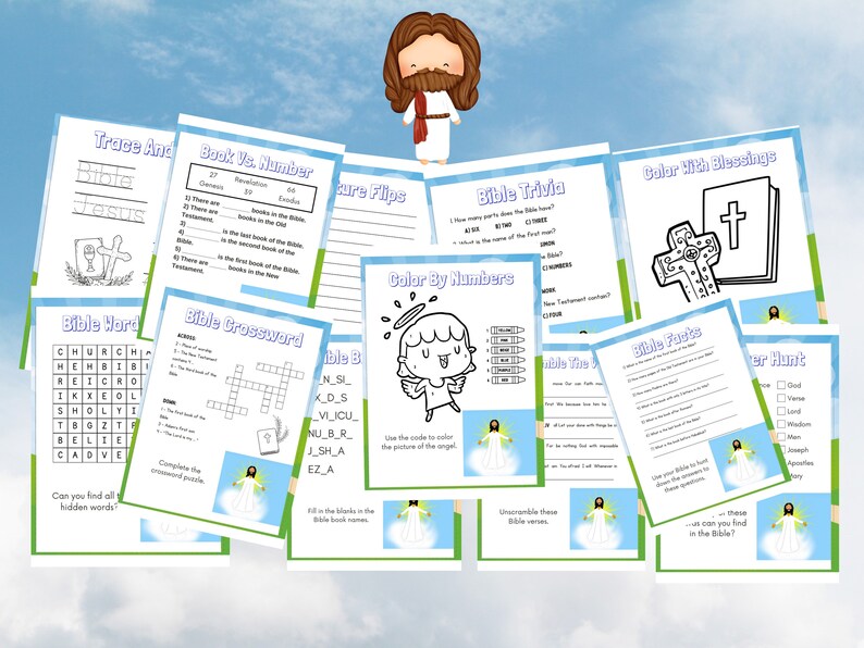Bible Printables for Kids Activity Bundle Bible Study Games Bible Games