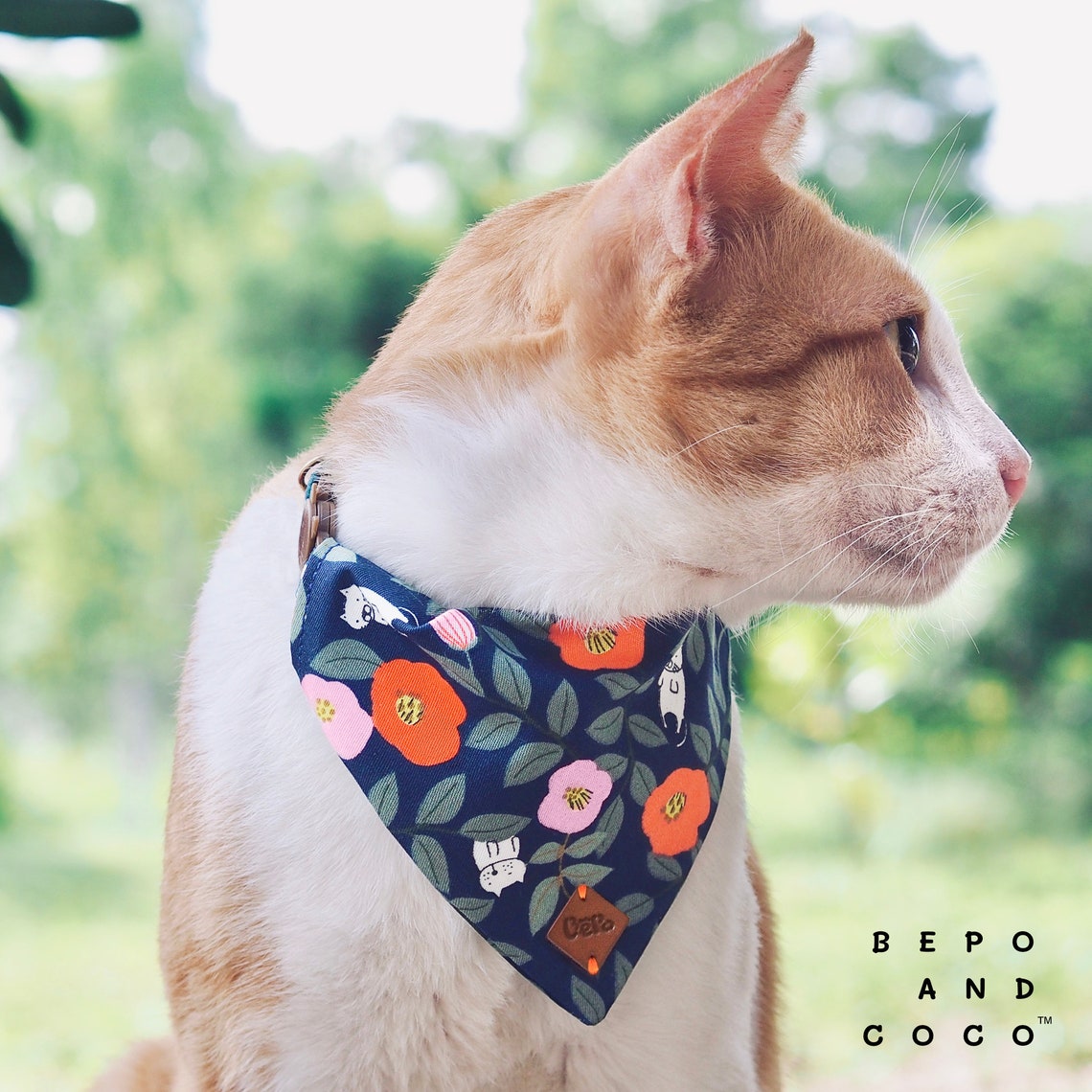 Neko Blooms Cat Bandana Collar with safety Breakaway Buckle Etsy