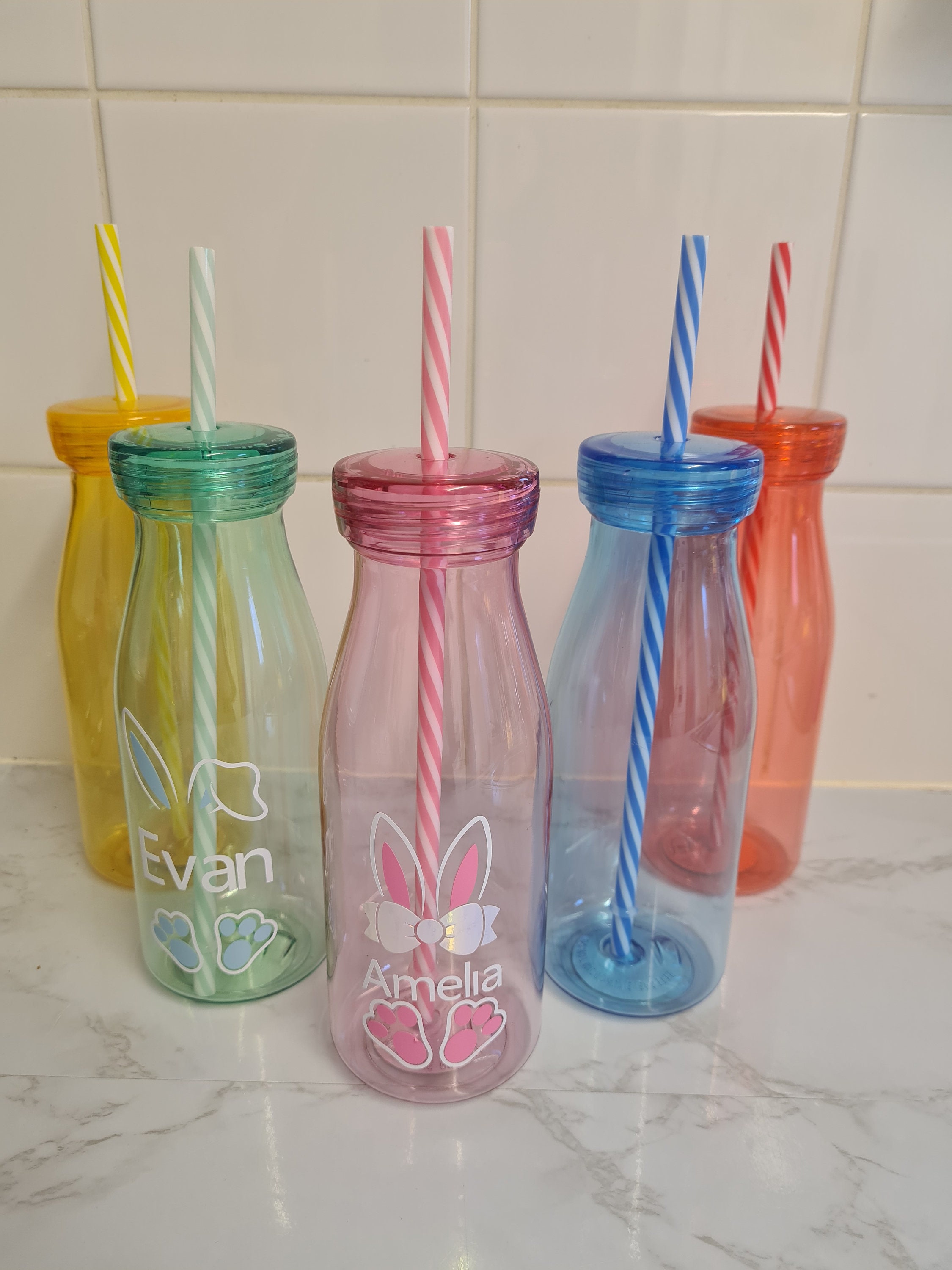 Personalised Easter bottles bunny boy girl. personalised Etsy