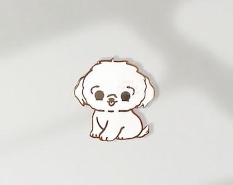 Mini Pup Pals - 0.75" | Adorable Dog Enamel Pin | Ideal Filler & Gift Item | Shih Tzu, Maltese, White Dog