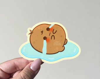 Sad Crying Spud The Potato Weatherproof Vinyl Sticker