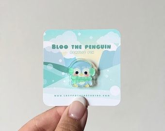 Bloo The Penguin - 0.87" | Acrylic Pin, Kawaii Pin, Cute Penguin, Kawaii Penguin, Novelty Pin, Cute Gift