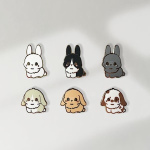 Mini Bunny Pals - 0.6&quot; | Enamel Pins, Filler Pins, Cute Cat Pins, Pet Pins, Lapel Pins, Gold Pins, Dainty Pins, Cute Gifts