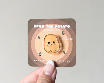 Spud The Happy Potato - 0.95" | Acrylic Pin, Cute Potato Pin, Kawaii Potato Pin, Novelty Pin, Cute Gift