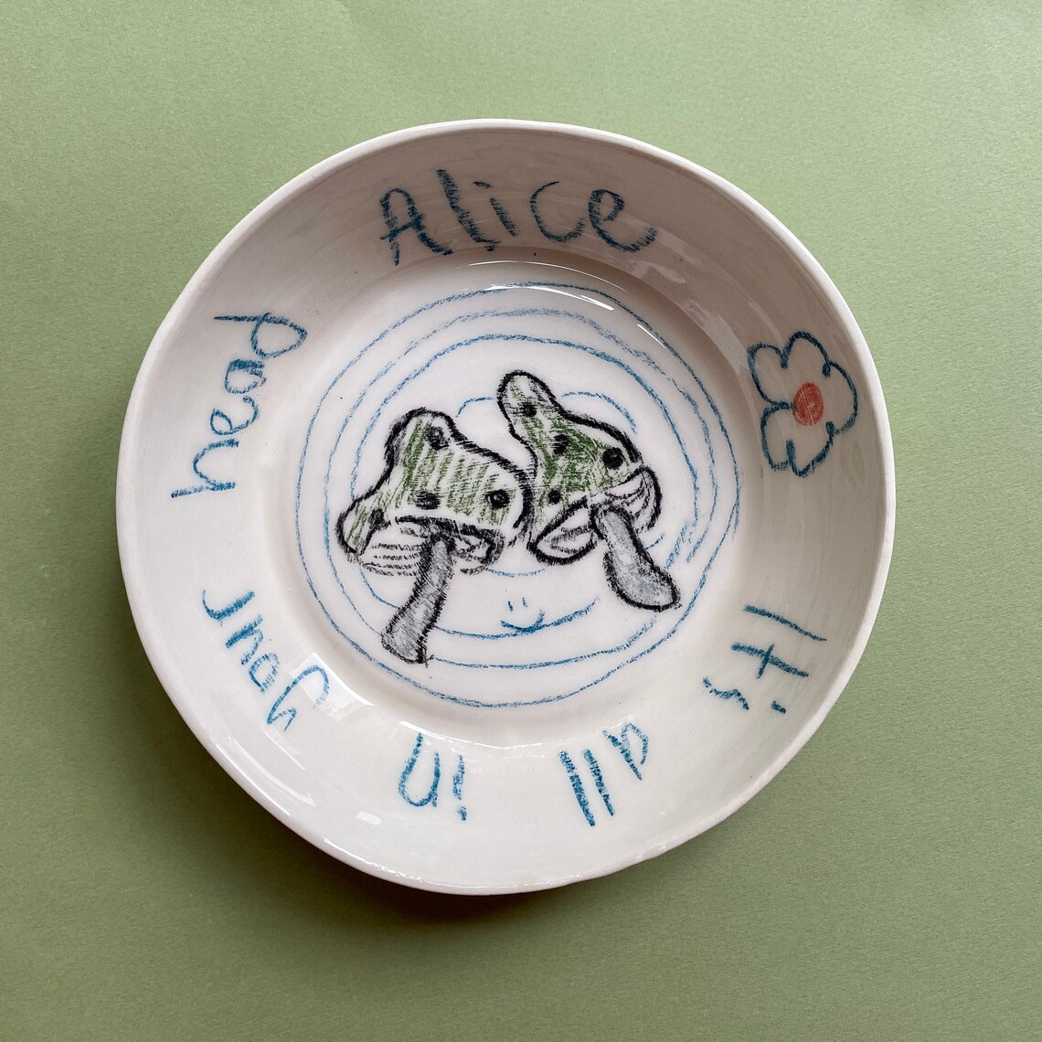 Handmade ceramic Alice in wonderland theme 18 cm deep plate Etsy