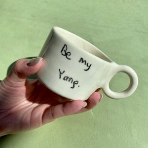 Handmade ceramic yin yang Mug with handle
