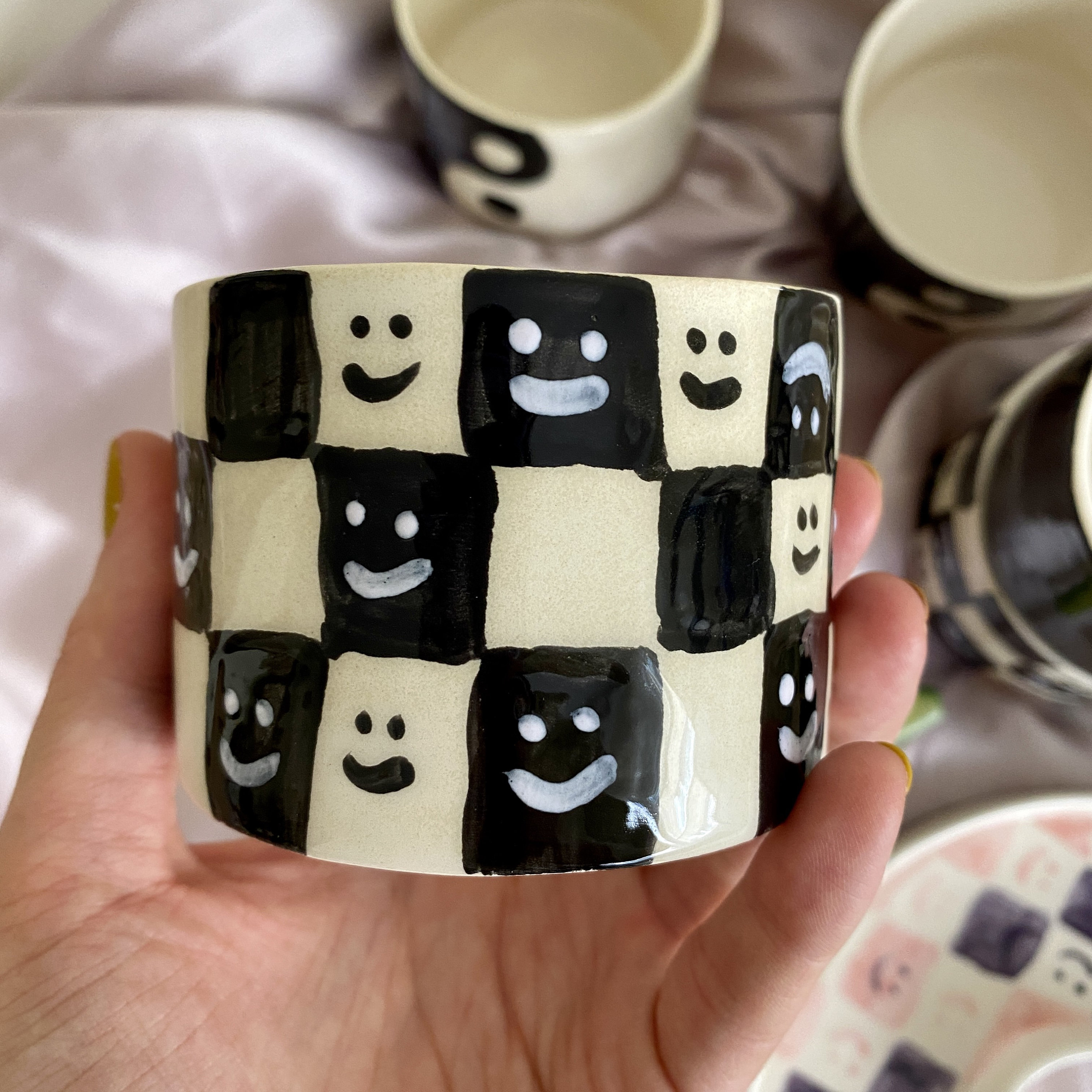 Handmade Ceramic Checkered Mug Etsy UK